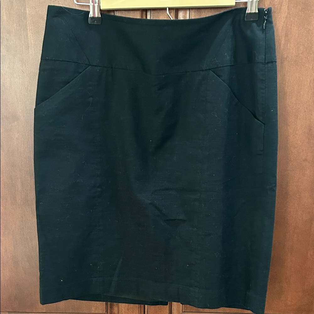 Black Linen Skirt with Pockets